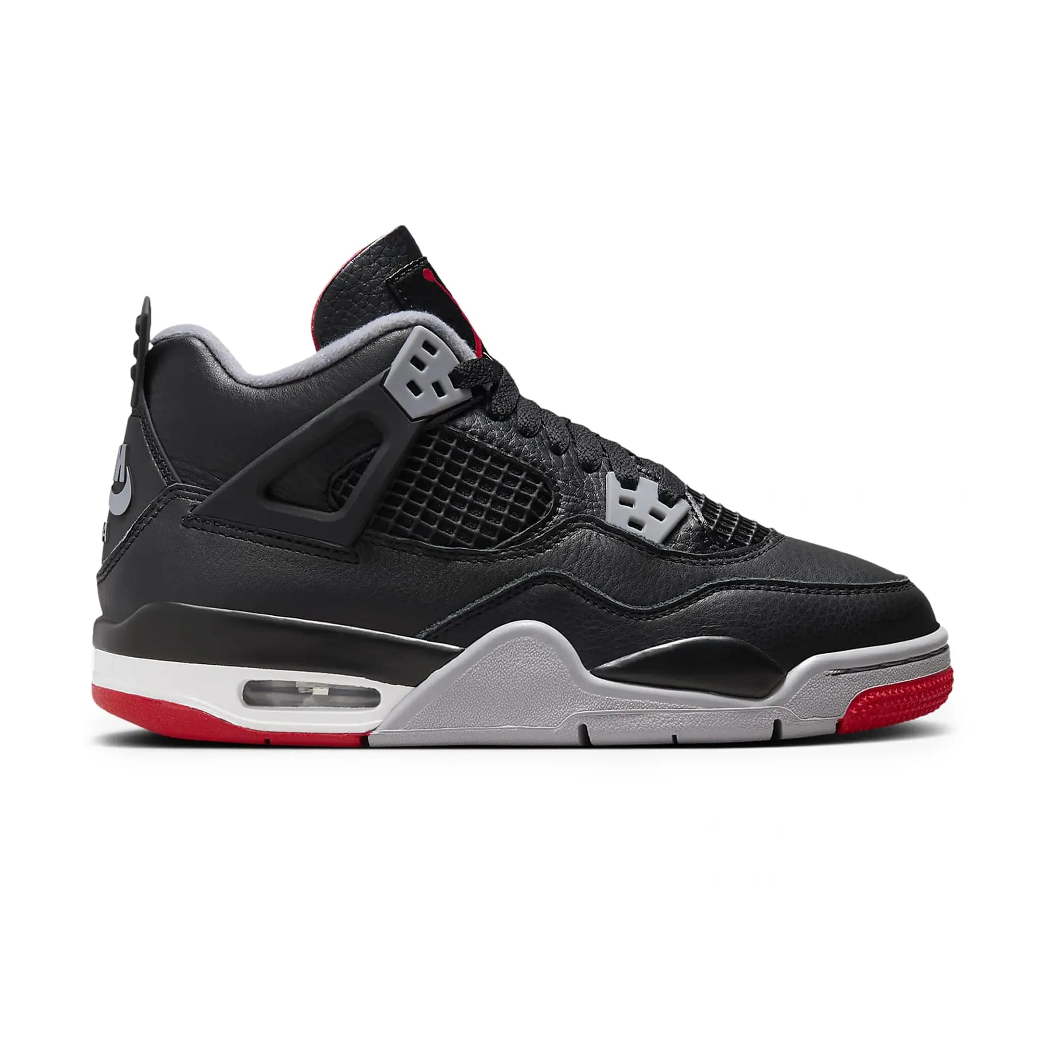 Side view of Air Jordan 4 OG Bred Reimagined (GS) FQ8213-006